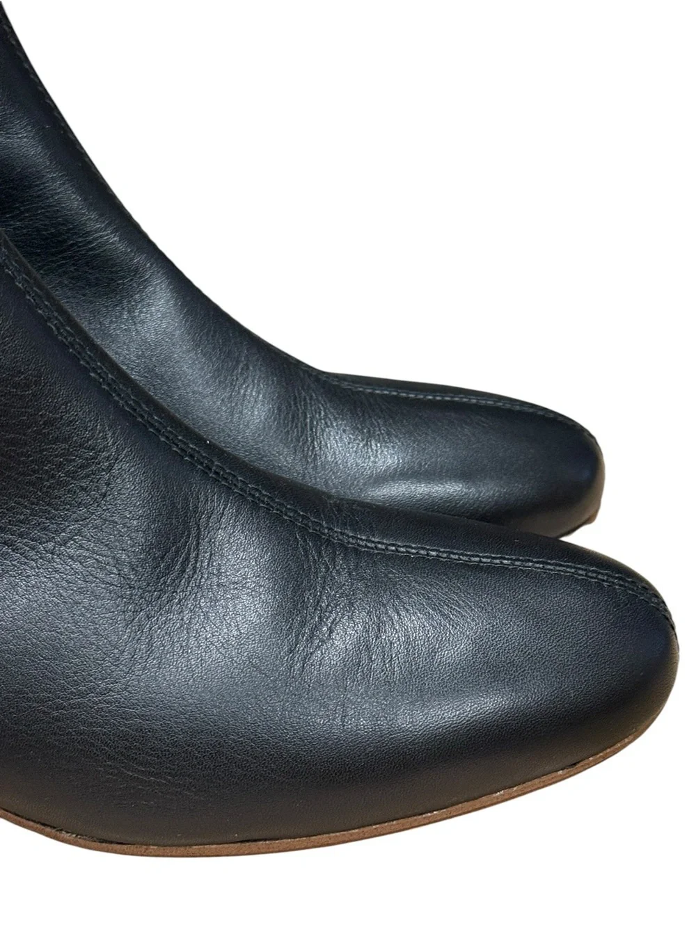 Madewell The Rena Black Leather Ankle Booties Size 7.5 Square Toe Low Block Heel